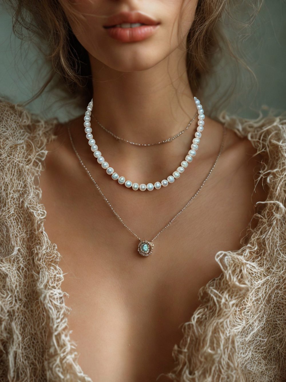 Elegantní náhrdelník CLAUDIE z pravých sladkovodních perel AA 7,5 mm | Hedvábí | Stříbro 925