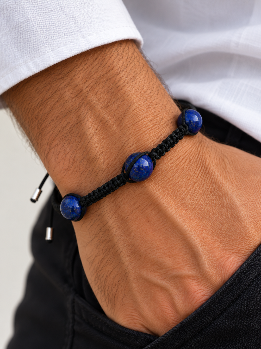 DAV – pánský černý náramek s lapis lazuli