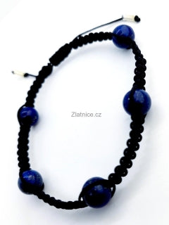 Černý pánský náramek s lápis lazuli - stříbro 925/000