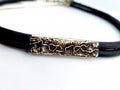 pánský kožený chocker - náhrdelník Ag a Au