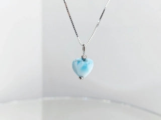 "LOVE"přívěsek pravý larimar, bílé Au, briliant