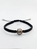 Náramek "MESSI" Macramé tahitská perla Ag 925 Rhodium