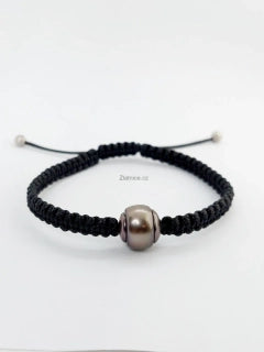 Náramek "MESSI" Macramé tahitská perla Ag 925 Rhodium
